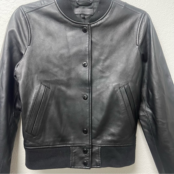 Rag and Bone Cooper Lambskin Leather Bomber Jacket in Black - Picture 3 of 6